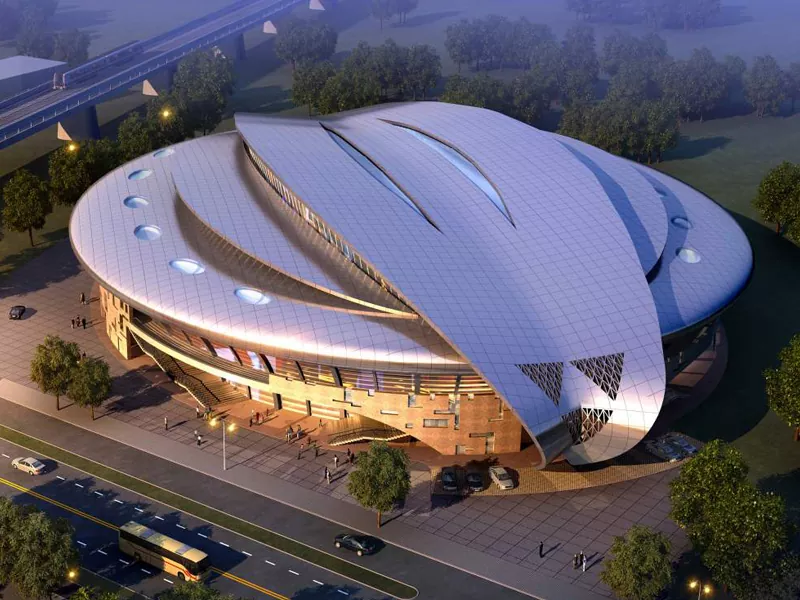 Montažna konstrukcija stadiona z jekleno konstrukcijo
